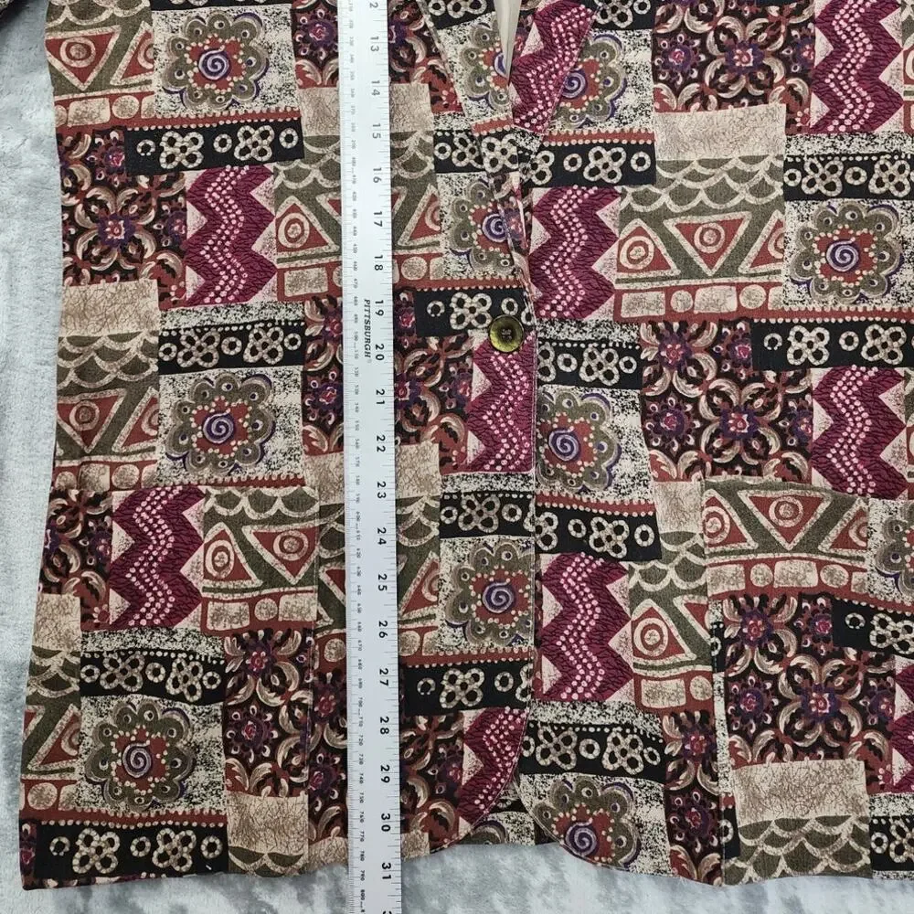 Vintage Briggs New York Blazer Women 10 Multicolor Geometric Aztec Single Button
